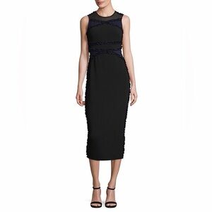Opening Ceremony Leo Ruffle Sleeveless Knit/Mesh Maxi Dress Black/Blue $475 Sz L
